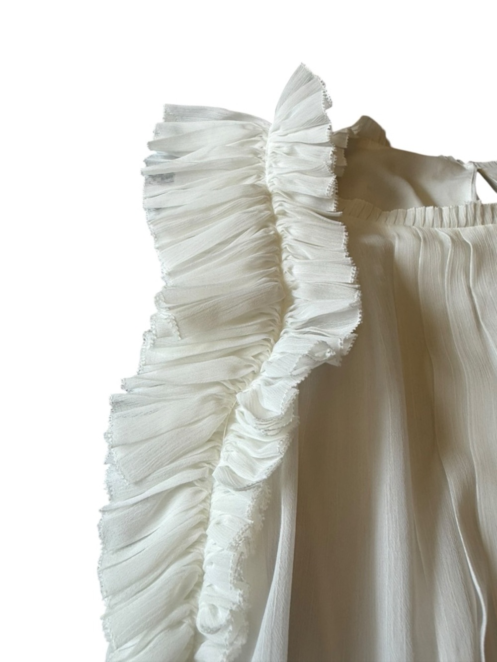 White House Black Market White Ruffled Pleated Sleeveless Top - Picture 3 of 11
